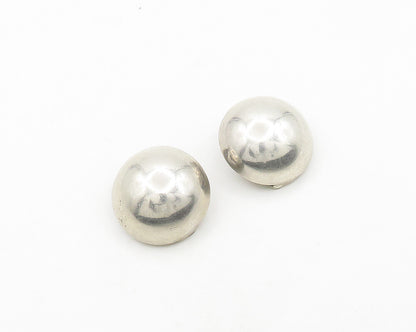 925 Sterling Silver  Vintage Shiny Smooth Dome Non Pierce Earrings  EG9663