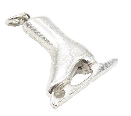 925 Sterling Silver  Vintage Shiny Petite Ice Skate Motif Drop Pendant  PT8537