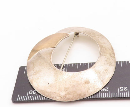 10K Gold 925 Sterling Silver Vintage Brooch Pin Designer Donut Shape Cut BP11410