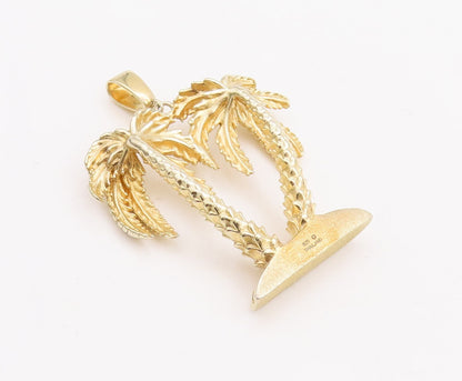 925 Sterling Silver Vintage Pendant 3D Gold Plated Coconut Tree  PT23381