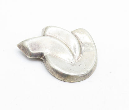 MEXICO 925 Sterling Silver  Vintage Shiny Hollow Modernist Brooch Pin  BP1813
