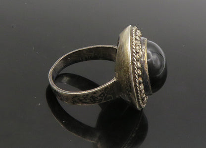 925 Sterling Silver  Vintage Cabochon Black Onyx Cocktail Ring Sz 7.5  RG23515