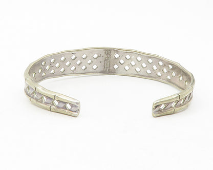INTERNATIONAL STERLING 925 Silver Vintage Basket Weave Cuff Bracelet BT4766