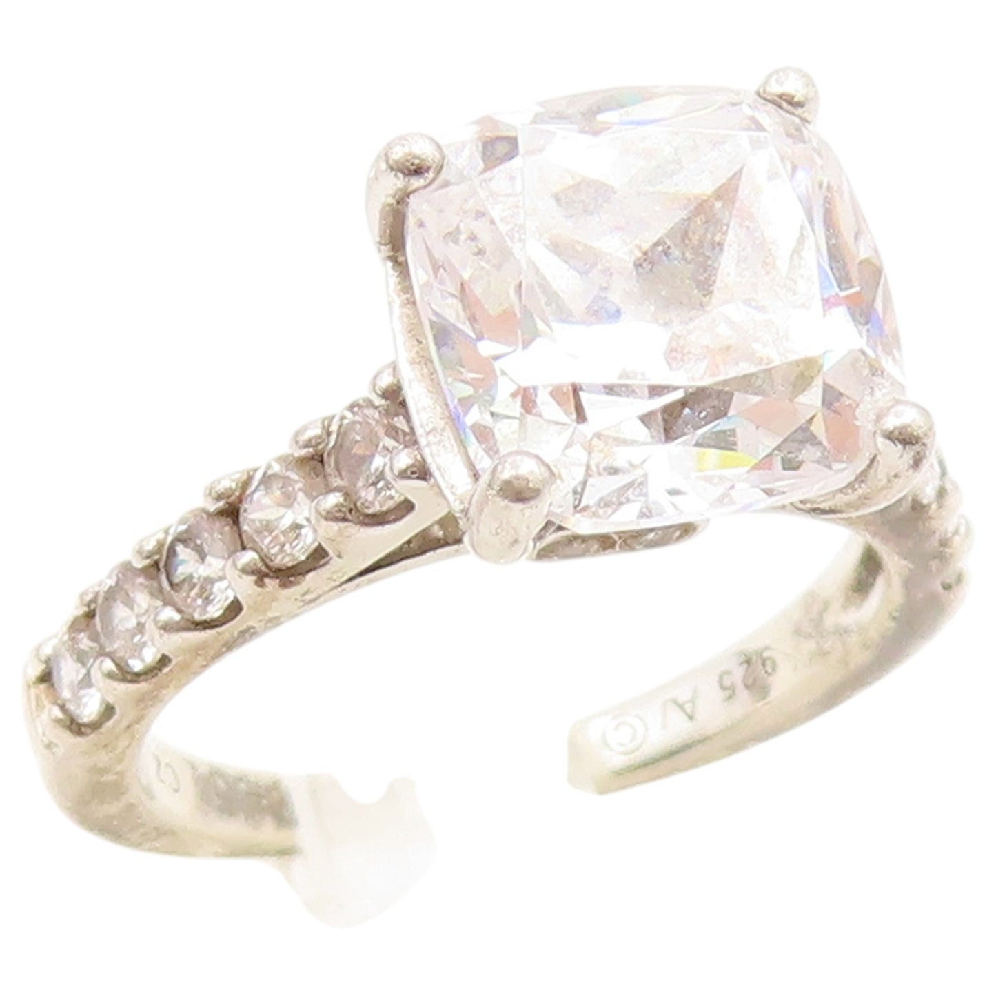 925 Sterling Silver Vintage Ring Elegant CZ Pave Statement Band  Sz 6  RG36933