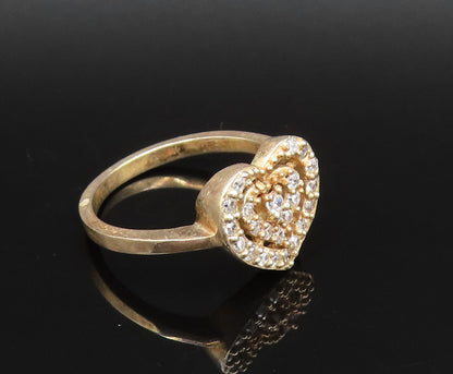 925 Silver  Vintage Gold Plated Dainty Cubic Zirconia Heart Ring Sz 8  RG25808
