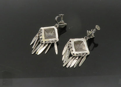 925 Sterling Silver  Vintage Heavy Swirl Non Pierce Dangle Earrings  EG10746