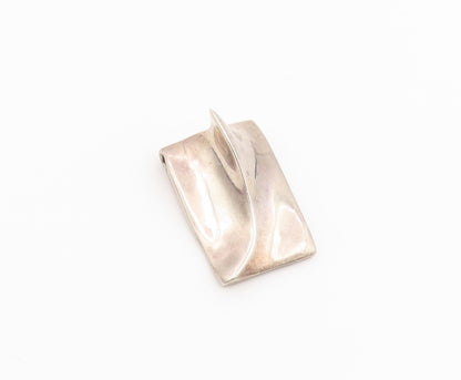 925 Sterling Silver Vintage Pendant Modernist Abstract Wave Slide Charm  PT26504