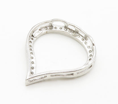 925 Sterling Silver  Cubic Zirconia Open Tear Drop Slide Pendant  PT11643
