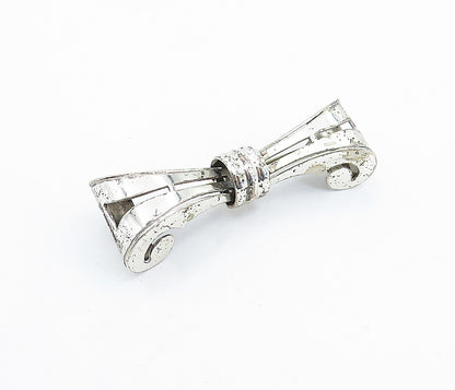 MONET 925 Sterling Silver  Vintage Shiny Modernist Bow Tie Brooch Pin  BP2422