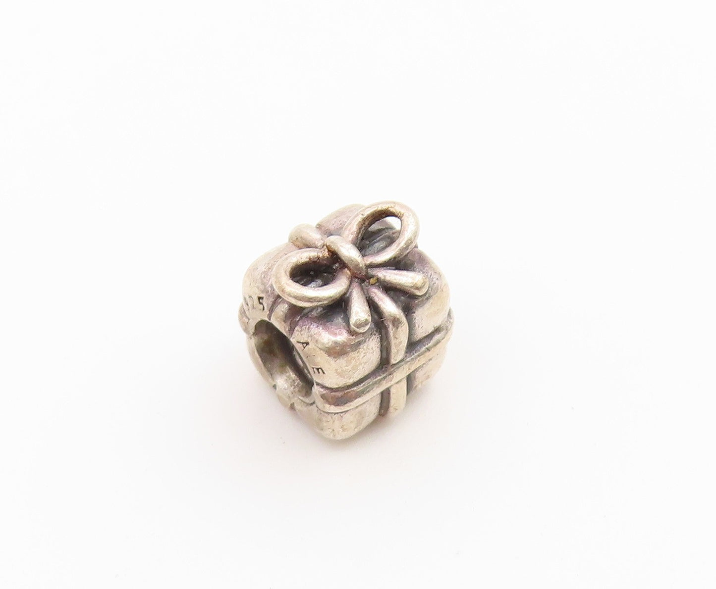 925 Sterling Silver Vintage Pendant PANDORA Wrapped Present Charm Bead  PT26619