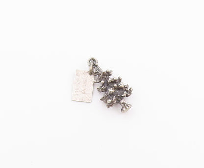 POST BELL 925 Silver  Vintage Sculpted Christmas Tree Charm Pendant  PT21259