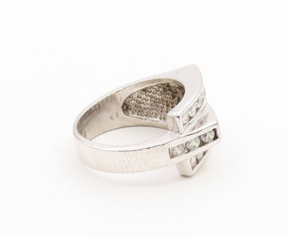925 Sterling Silver Vintage Ring Classic CZ Geometric Wide Band  Sz 12  RG36929