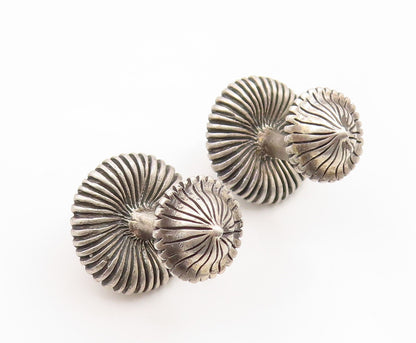 925 Sterling Silver Vintage Cufflinks GISELLE MINOLI Etched Fluted Dome  TR4206