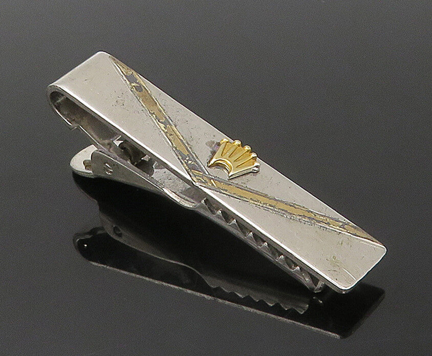 SIMMONS 925 Sterling Silver  Vintage Shiny 2 Tone Royal Crown Tie Clip  TR2307