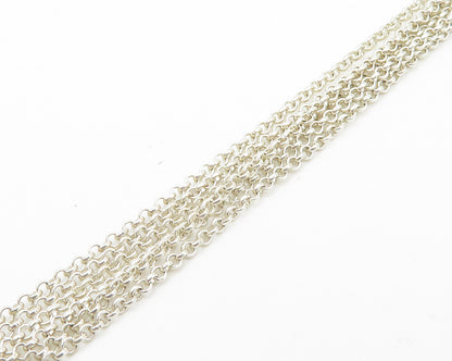 925 Silver & 14K GOLD  Vintage Love Heart Multi Strand Chain Necklace  NE3048
