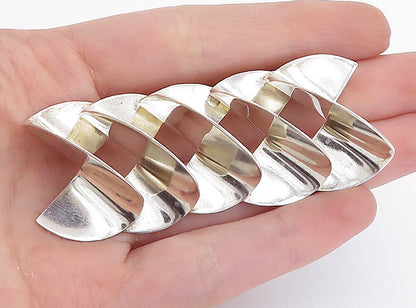 MEXICO 925 Sterling Silver  Vintage Shiny Modernist Bows Brooch Pin  BP2731