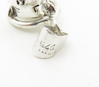 MEXICO 925 Sterling Silver  Vintage Shiny Polished Pig Motif Pendant  PT13429