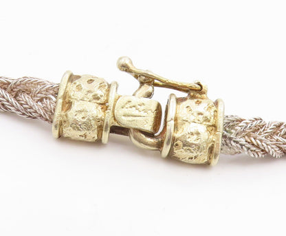 925 Sterling Silver Vintage Necklace ANTIOCH Two Tone Braided Rope Tassel NE4876