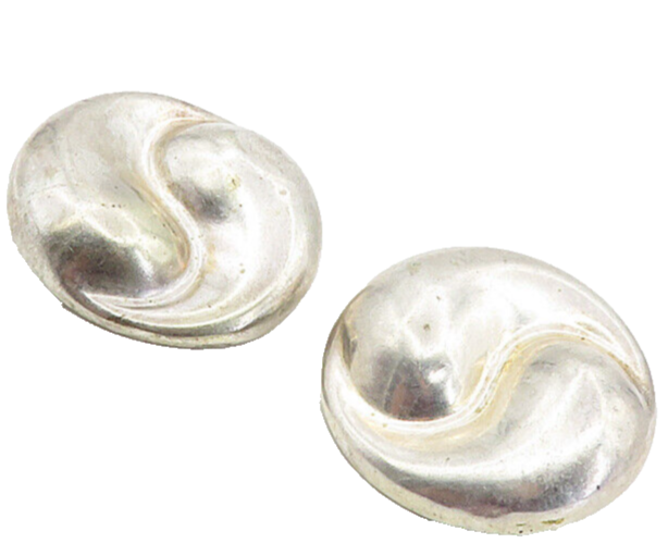 MEXICO 925 Sterling Silver  Vintage Hollow Swirl Non Pierce Earrings  EG4580