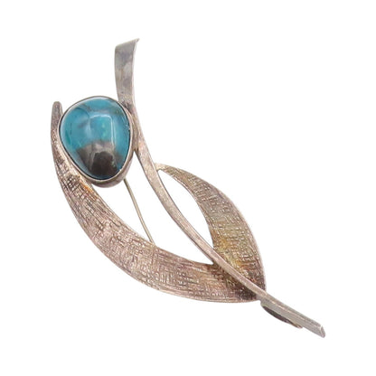 925 Sterling Silver Vintage Brooch Dark Tone Gemstone Floral Design  BP11728