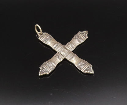 TOWLE 925 Silver  Vintage Dotted & Diamond Shape Pattern Cross Pendant PT21774