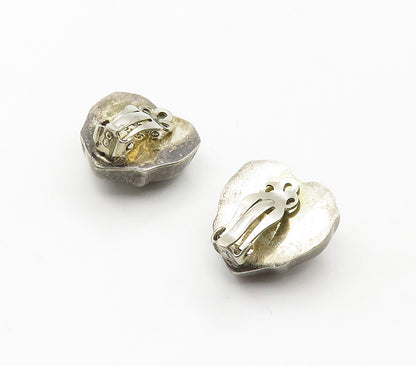 MEXICO 925 Sterling Silver  Vintage Love Heart Non Pierce Earrings  EG8141