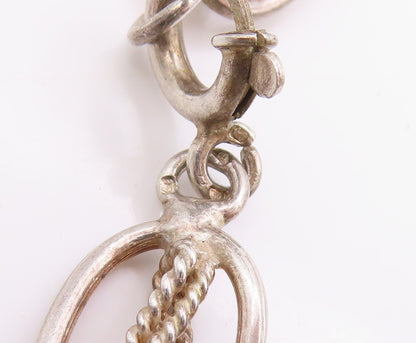 925 Sterling Silver Vintage Necklace EUROPE Interlocking Braided Chain NE4642