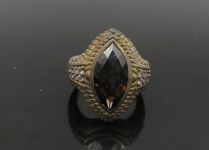 925 Sterling Silver   Vintage Smoky Topaz Pointed Cocktail Ring Sz 7  RG23017