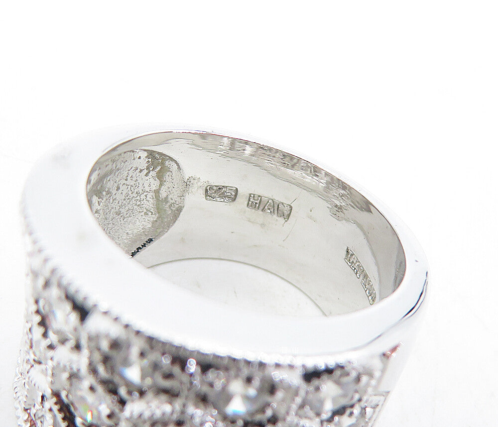 925 Sterling Silver  Sparkling Cubic Zirconia Concave Band Ring Sz 7  RG5424