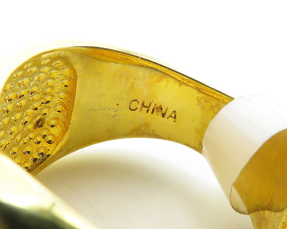 925 Sterling Silver  Genuine Diamond Gold Plated Shiny Band Ring Sz 8  RG17808