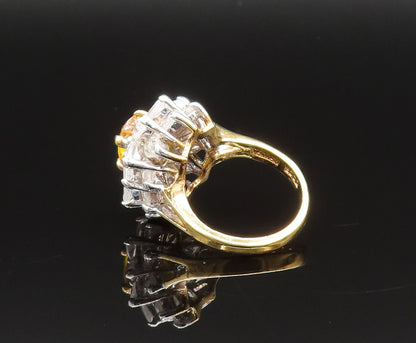 EDCO 925 Silver  Vintage Yellow & White Cubic Zirconia Ring Sz 6.5  RG25592