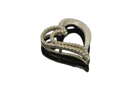 925 Sterling Silver  Vintage Genuine Diamonds Petite Love Heart Pendant PT8318
