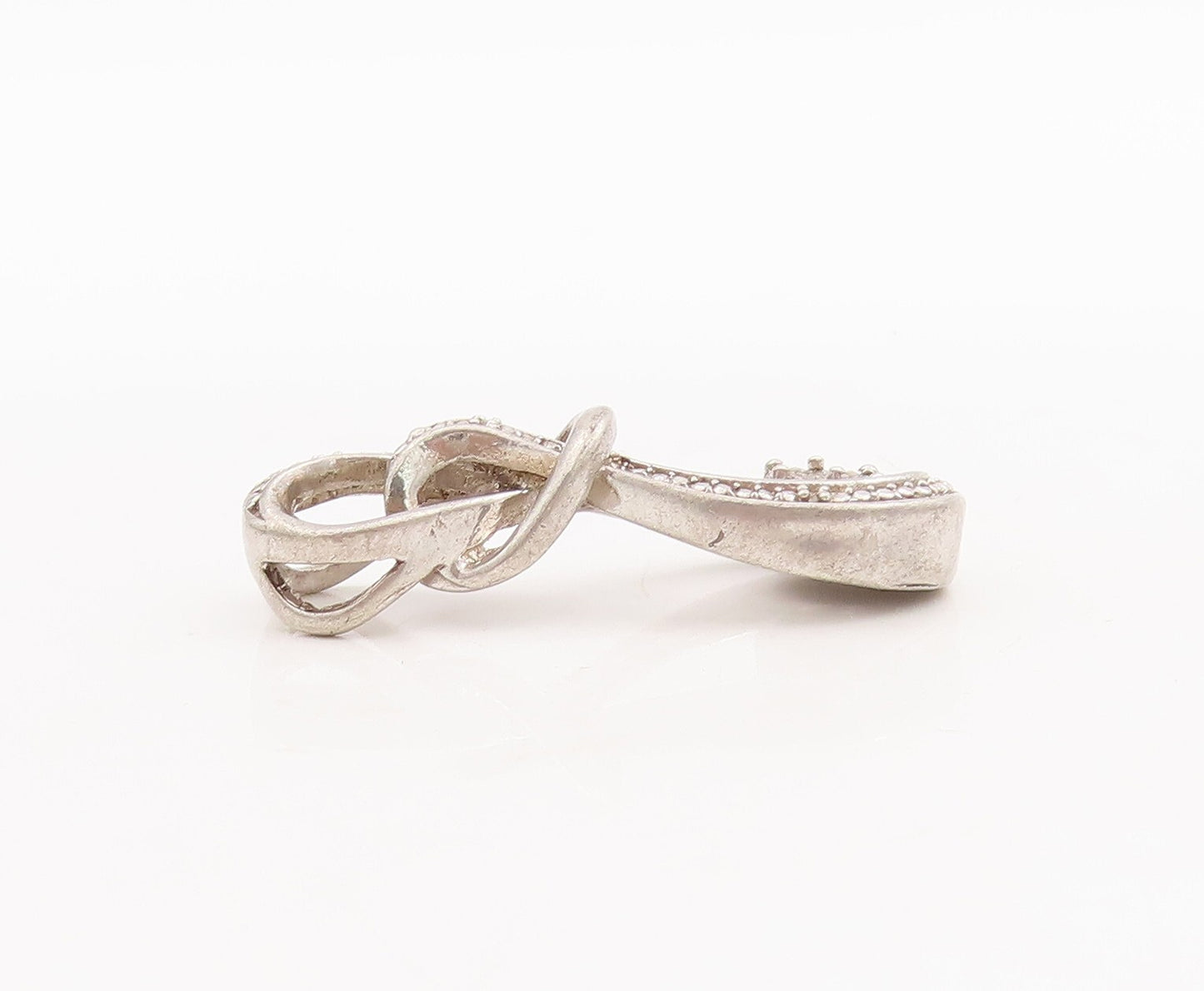 925 Sterling Silver Vintage Pendant Real Diamonds Inlay Cutout Infinity  PT23444