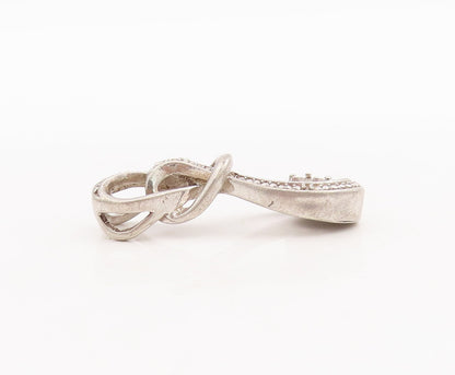 925 Sterling Silver Vintage Pendant Real Diamonds Inlay Cutout Infinity  PT23444