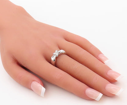 925 Sterling Silver Vintage Ring Designer Bow Cutout CZ Inlay  Sz 7  RG30938
