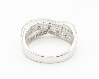 925 Sterling Silver  Sparkling Cubic Zirconia Split Band Ring Sz 7  RG14119