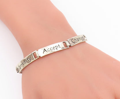 925 Silver Vintage Engraved Religious Inspirational Words Bracelet BT9540