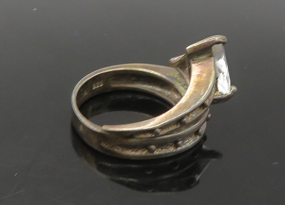 DAVID SIGAL 925 Silver  Vintage Topaz Dark Tone Bypass Ring Sz 6  RG22416