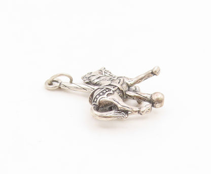 925 Sterling Silver Vintage Pendant Etched Miniature Carousel Horse  PT25927