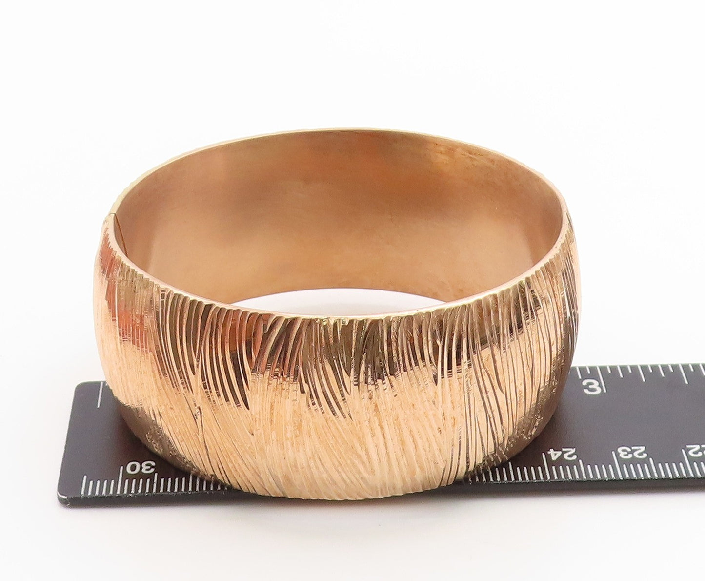 925 Sterling Silver Vintage Bracelet Gold Plated Textured Wide Bangle  BT12008