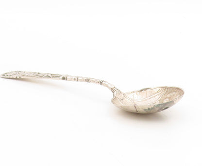 925 Sterling Silver Vintage Tea Caddy Spoon CHINESE EXPORT Leaf Motif  TR4199