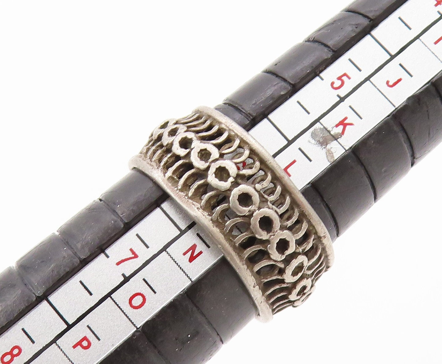 925 Sterling Silver Vintage Ring ISRAEL Dark Tone Designer Cutout  Sz 6  RG31805