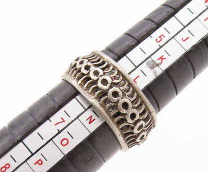925 Sterling Silver Vintage Ring ISRAEL Dark Tone Designer Cutout  Sz 6  RG31805