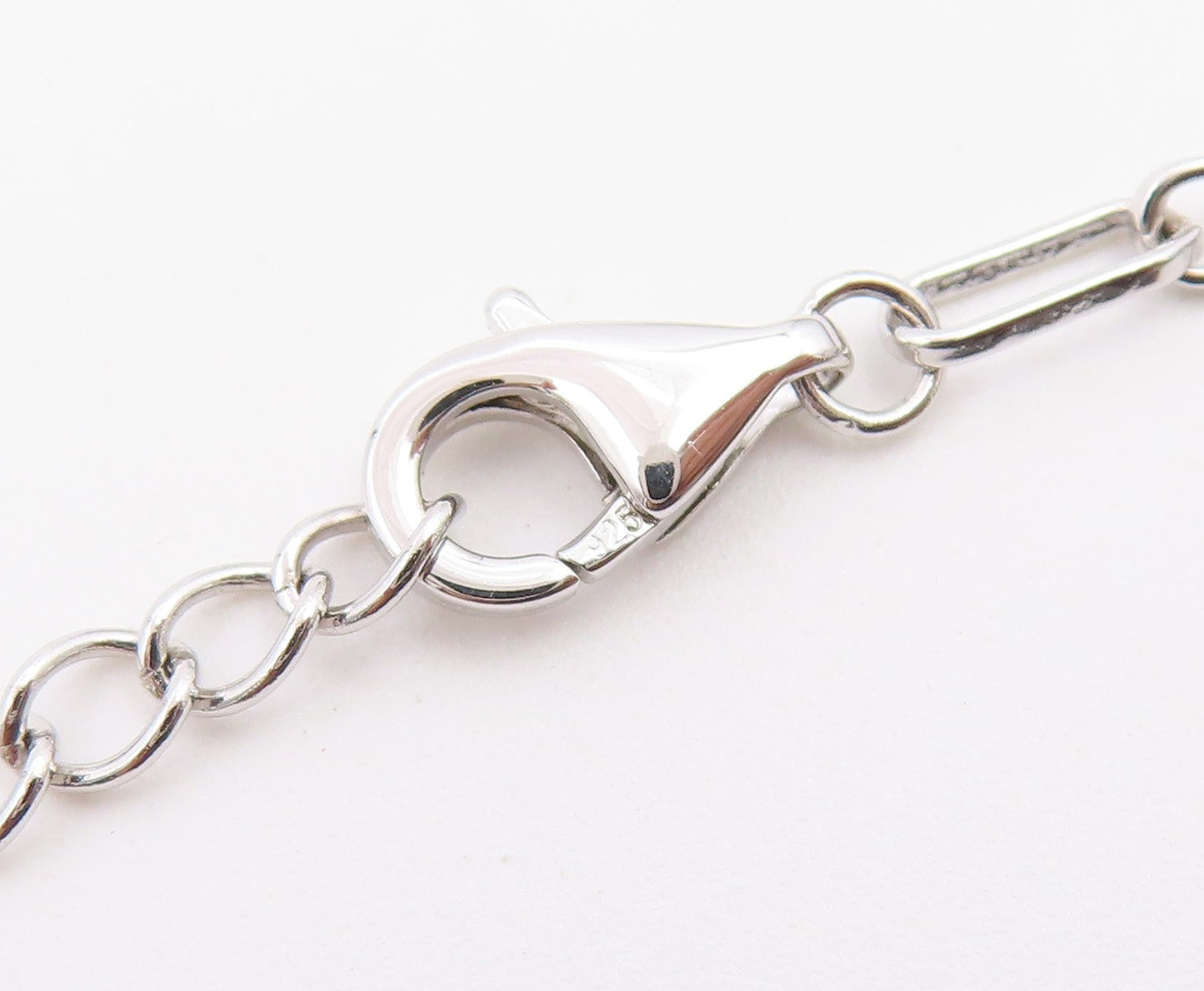 925 Sterling Silver Vintage Necklace Elegant Carnelian Lucky Clover Chain NE4917