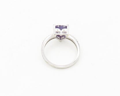 925 Sterling Silver  Amethyst & Topaz Love Heart Band Ring Sz 6.5  RG18909