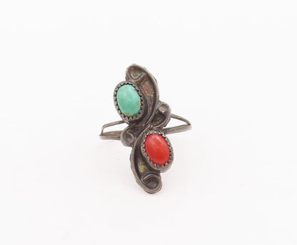 925 Sterling Silver Vintage Ring NAVAJO Two Tone Oval Carnelian  Sz 6.5  RG28544