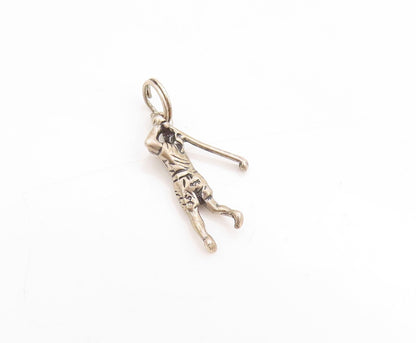 925 Sterling Silver Vintage Pendant 3D Etched Golf Sport Swing Charm  PT25125