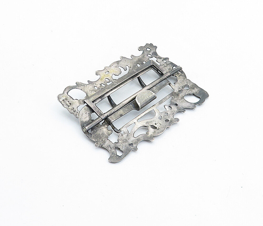 925 Sterling Silver  Vintage Antique Oxidized Floral Vine Belt Buckle  TR1189