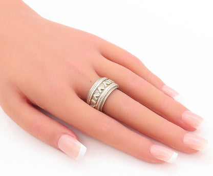 925 Sterling Silver Vintage Ring Solid All Around Roman Numeral  Sz 8 RG28400