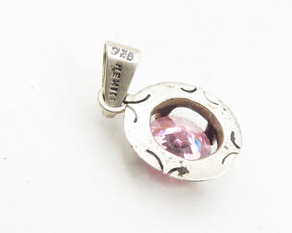 MEXICO 925 Sterling Silver  Vintage Pink Cubic Zirconia Drop Pendant  PT7321